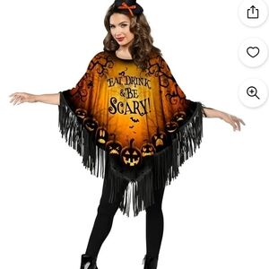 EAT, DRINK & BE SCARY Halloween Poncho One Size NEW
